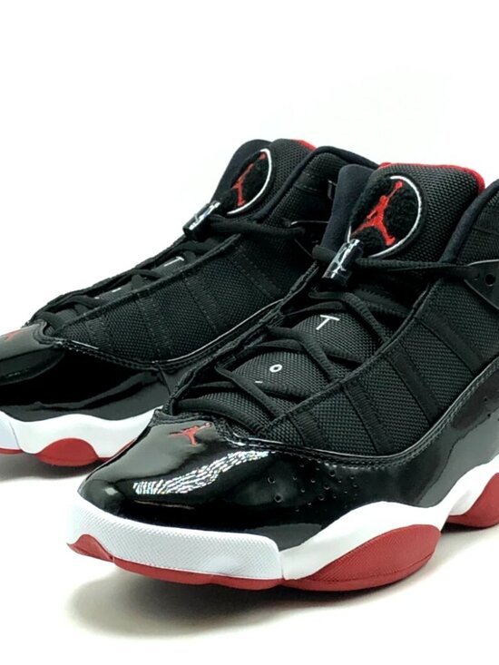 Men NIKE Air Jordan 6 RINGS \'BRED\' Basketball Shoes - Black Red 322992-062 main image 14